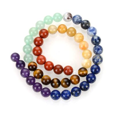 GF35-6 Natural Gemstone Beads, 6 mm Round Chakra Beads, 2 Strands
