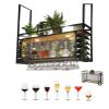 OGLFGLNY Rustic Industrial 2-Tier Wine Glass and Bottle Rack, Vintage Style view 1