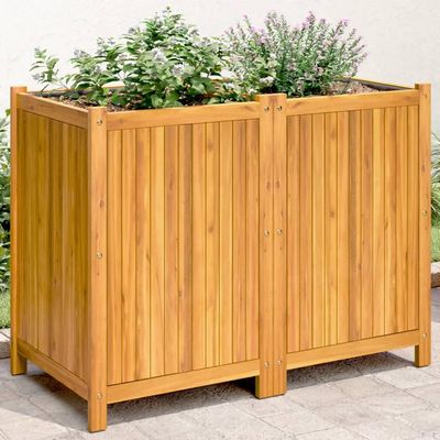 Lauuoeriau Home & Garden Planter with Insert, 100 x 50 x 75 cm, Solid Acacia Wood