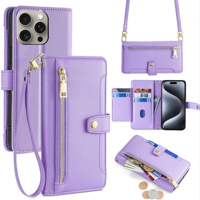 Lucyliy Phone Case for Motorola Moto G9, Folio Wallet Case with 6 Card Slots, Money Clip and Wallet, Purple