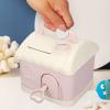 Small Pink Piggy Bank with Lock, Compact Plastic Design view 3