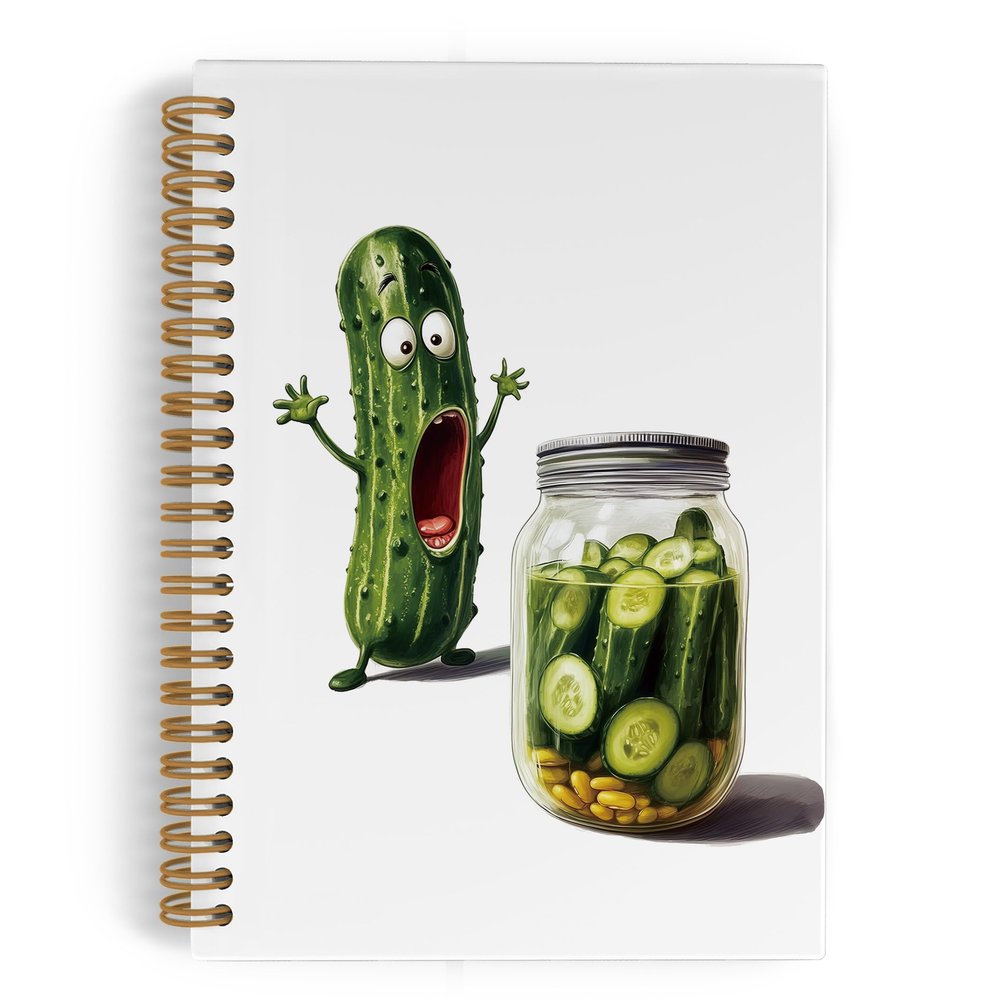 QLMX Pickle Gifts Spiral Notebook, Funny Journal for Pickle Lovers, Gifts for Women and Men, 14 x 21 cm