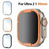 EAMOM Stainless Steel Metal Frame Glass Bumper Case Protector for Apple Watch Ultra 1/2 49 mm, iWatch Series SE 9 Ultra 2 (Titanium) view 2
