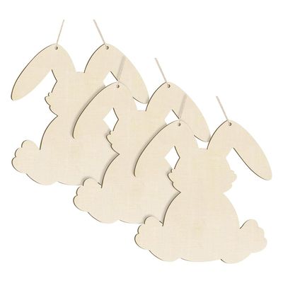 3-Piece Unfinished Wooden Bunny Ornaments