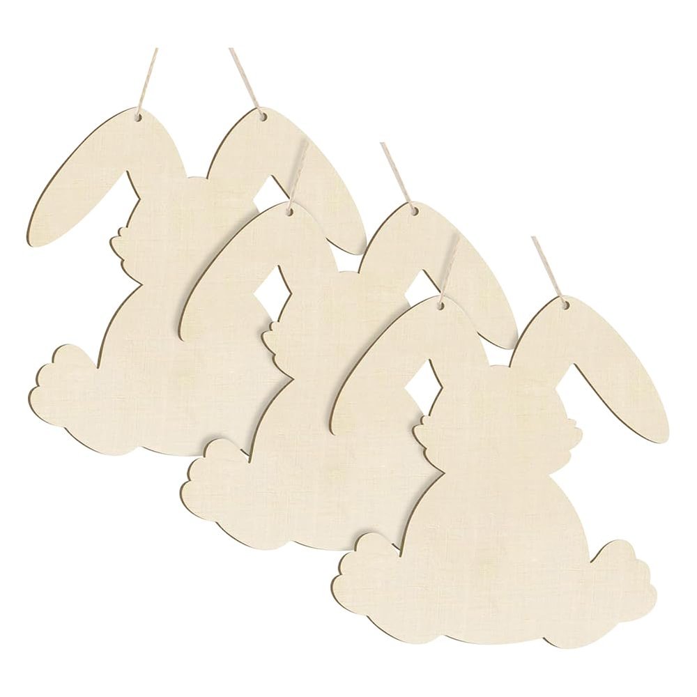 3-Piece Unfinished Wooden Bunny Ornaments
