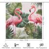 Flamingo Palm Leaf Shower Curtain Set, Waterproof, 183 x 183 cm view 2