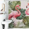 Flamingo Palm Leaf Shower Curtain Set, Waterproof, 183 x 183 cm view 4