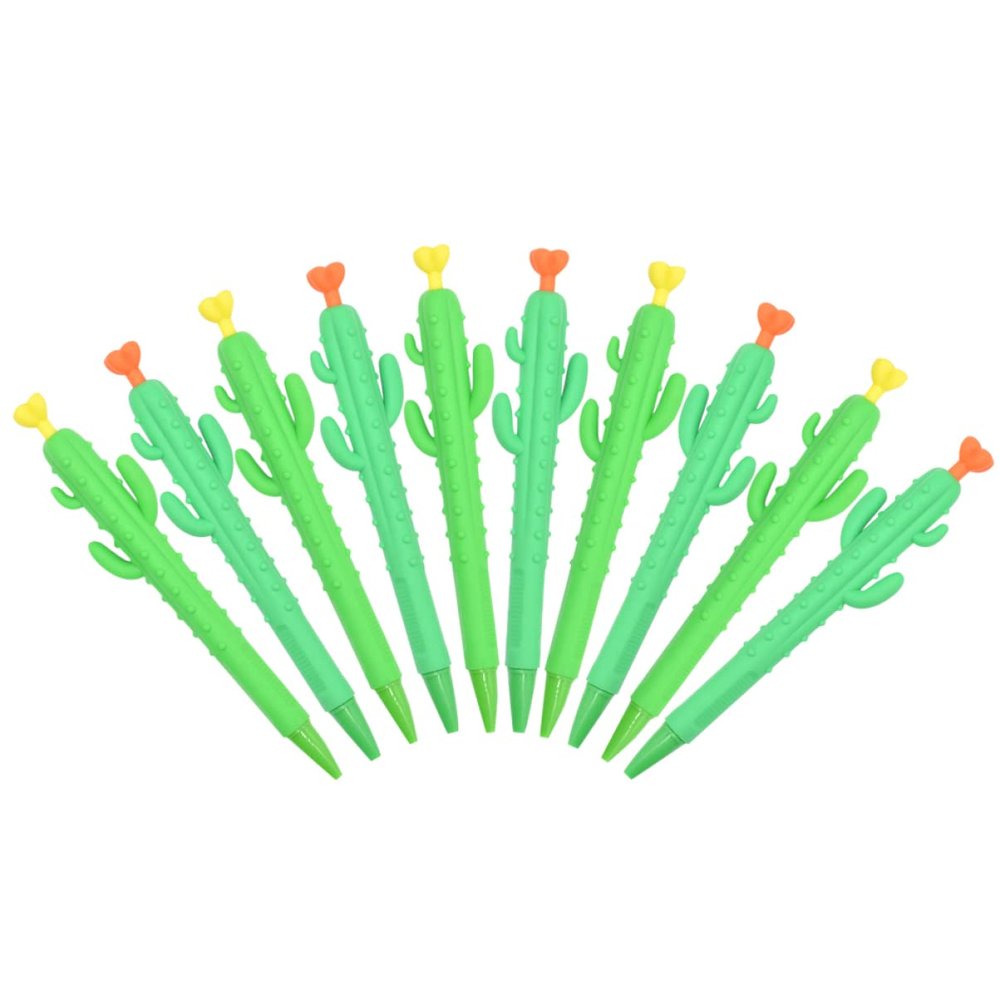 Operitacx Cactus-Shaped Student Mechanical Pencils, 10 Pack, Plastic, Green