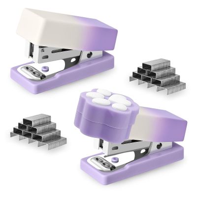 BAYTORY Mini Stapler, Cute and Portable, with 800 24/6 Staples, 2-Pack Gradient Staplers, Purple