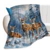 Deer, Snow and Forest Print Throw Blanket – Soft Fleece view 1