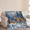 Deer, Snow and Forest Print Throw Blanket – Soft Fleece view 2