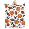 Zltegako Sports Blanket, Basketball, Baseball and Soccer Throw, Warm Fleece Blanket, Sports Gift for Boys, Girls, Kids, Teens and Fans, 152.4 x 203.2 cm view 3
