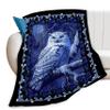 Zltegako Owl Throw Blanket with Moon and Gift Motif view 1