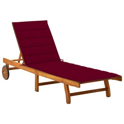 Xichuzi Sun Lounger with Cushion, Solid Acacia Wood