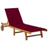 Xichuzi Sun Lounger with Cushion, Solid Acacia Wood view 1