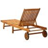 Xichuzi Sun Lounger with Cushion, Solid Acacia Wood view 4
