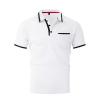 Men's Spring Casual Short-Sleeve Button T-Shirt Top, Solid Color, Fitness Tank, White, M view 3