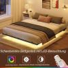 MAHANCRIS 160 x 200 cm Bed Frame with LED Lights and Charging Station, Floating Design, Black and Wood Color view 4
