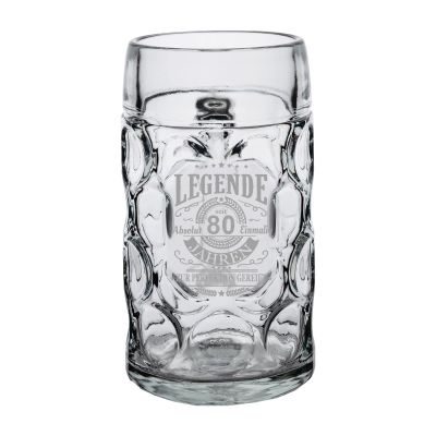 LUXENTU Beer Stein with Engraving, Legend for 80 Years, 1.0 L