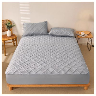 Quilted Mattress Protector, Cooling Breathable Fitted Cover, Dark Gray, 200 x 220 cm / 79 x 87 in