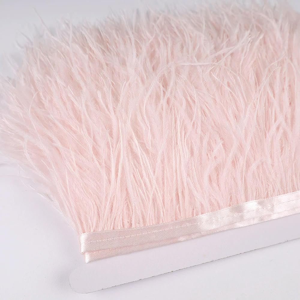 ROCILB 10–15 cm x 6 m Ostrich Feather Trim for Sewing, DIY Feather Fringe for Wedding Dresses and Clothing Decoration