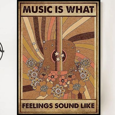 Music Is What Feelings Sound Metal Sign, Vintage Decor, 12 x 16 in