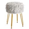 IBUYKE Faux Fur Vanity Stool with Storage, Gray WBD021G view 2