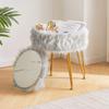 IBUYKE Faux Fur Vanity Stool with Storage, Gray WBD021G view 3