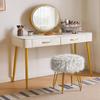 IBUYKE Faux Fur Vanity Stool with Storage, Gray WBD021G view 4