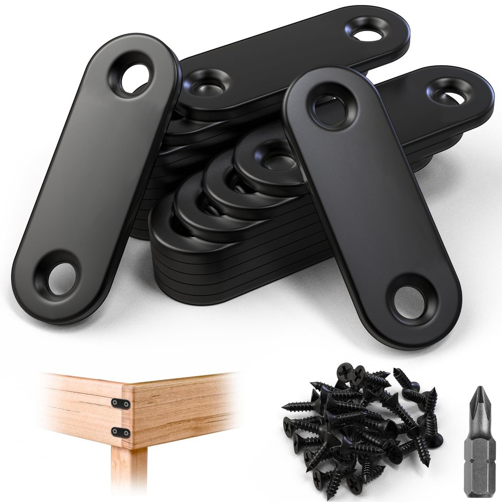 Mbsomnus 20-Piece Black Flat Brackets, 15 x 46 mm, Stainless Steel