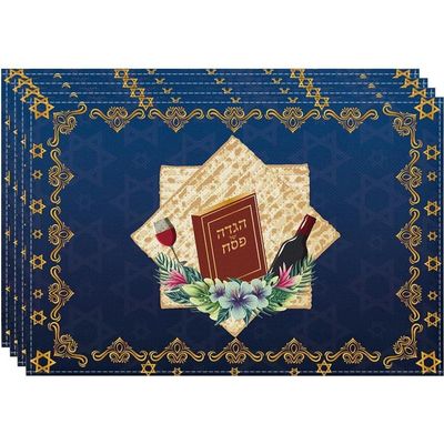 Ericetion 4-Piece Passover Star of David Placemats