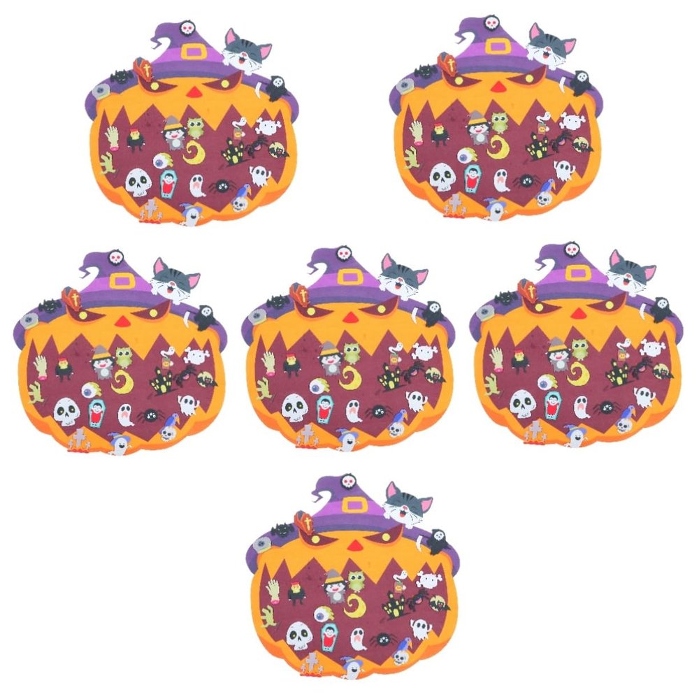 Alipis 6-Piece Halloween Pumpkin Cat LED Pumpkin Light Hanging Decorations, Colorful Felt