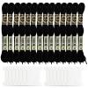 14 Black Embroidery Floss Skeins with 14 Bobbins view 1