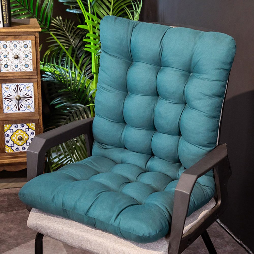 Generic High-Back Garden Chair Cushion with Ties, Green, 45 x 125 cm