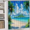 ANALTIRCE Shower Curtain 180 x 180 cm, Nature Beach Palms view 3