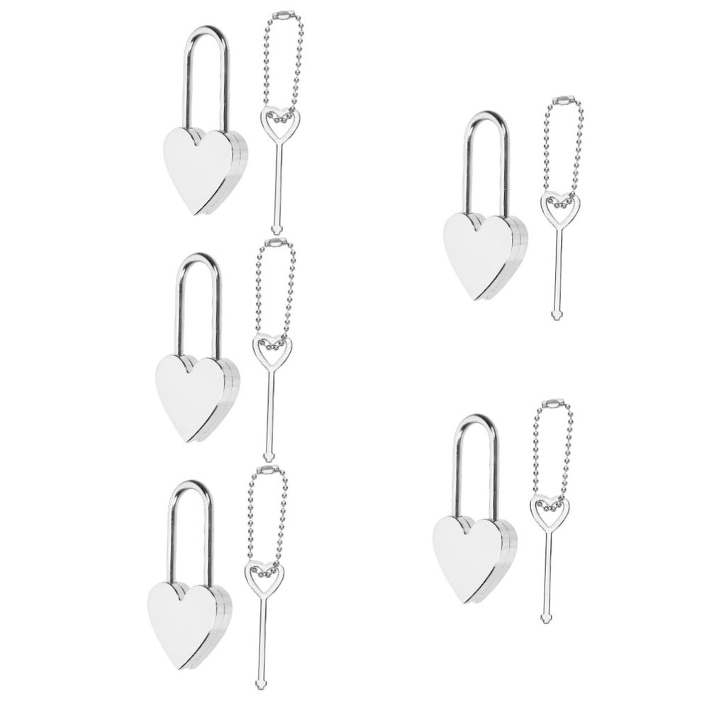 HOMSFOU 5-Piece Heart-Shaped Padlock Set with Keys