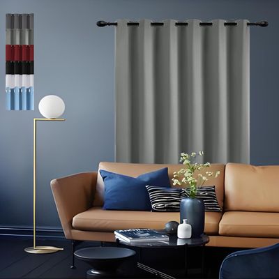 GOUSUN Blackout Curtain 230 x 120 cm, Thermal Curtain Against Cold and Heat, Airy String Curtain with Rod Pocket, for Bedroom, Light Gray