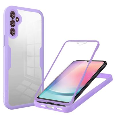SLWYF Case Compatible with Samsung Galaxy A26, Built-In Screen Protector, 360° Protection, Shock-Resistant TPU Bumper, Clear, Violet