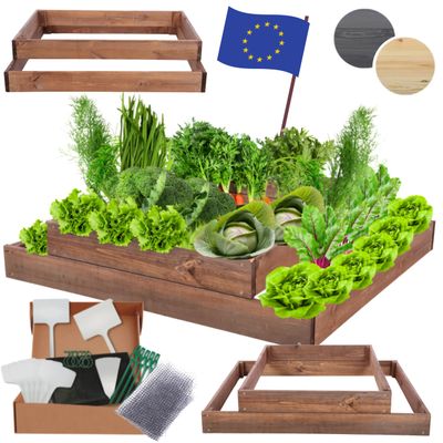 MODO24 Wooden Raised Garden Bed, Planter Box, 18 x 90 x 60 cm, Brown