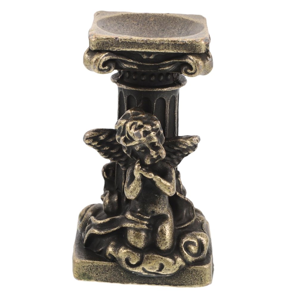 Toyvian Vintage Roman Column Crystal Ball Holder with Angel Figurine