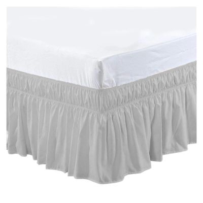 ZRHWSPD Elastic Bed Skirt, Brushed Microfiber, Light Gray, Twin 75 x 39 x 16 in