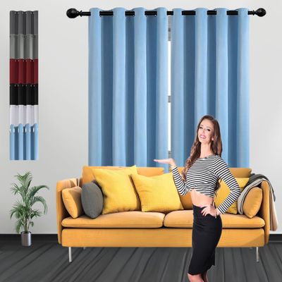 GOUSUN Thermal Blackout Curtain with Grommets, 105 x 145 cm, Double-Layer, Sky Blue