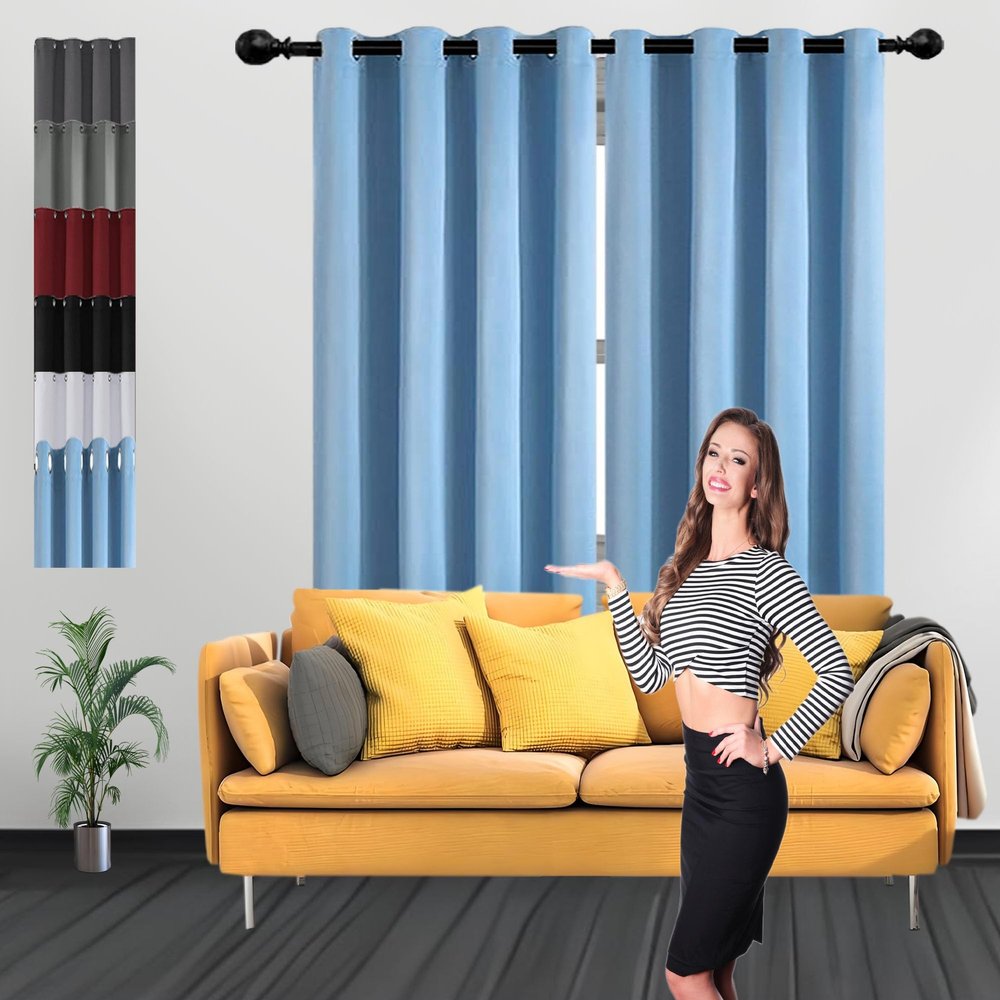 GOUSUN Thermal Blackout Curtain with Grommets, 105 x 145 cm, Double-Layer, Sky Blue