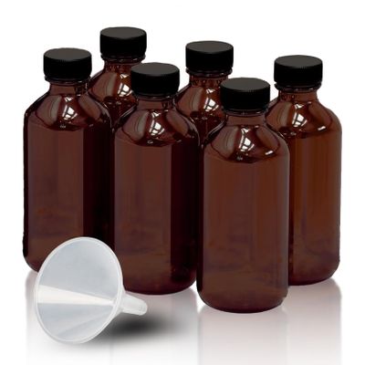 Amber Glass Bottles, 57 ml Brown Boston Round Bottles with Caps