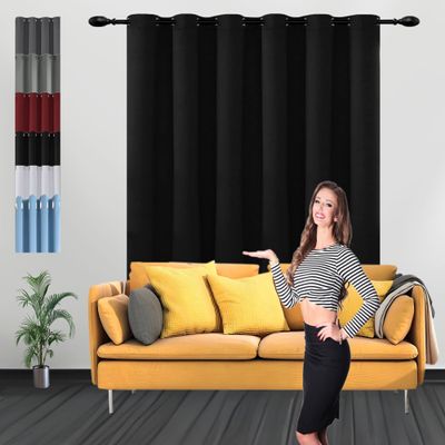GOUSUN Thermal Blackout Curtain with Grommets, 200 x 130 cm, Black
