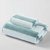 MEKPAM Green Striped Coral Fleece Hand and Bath Towel view 1