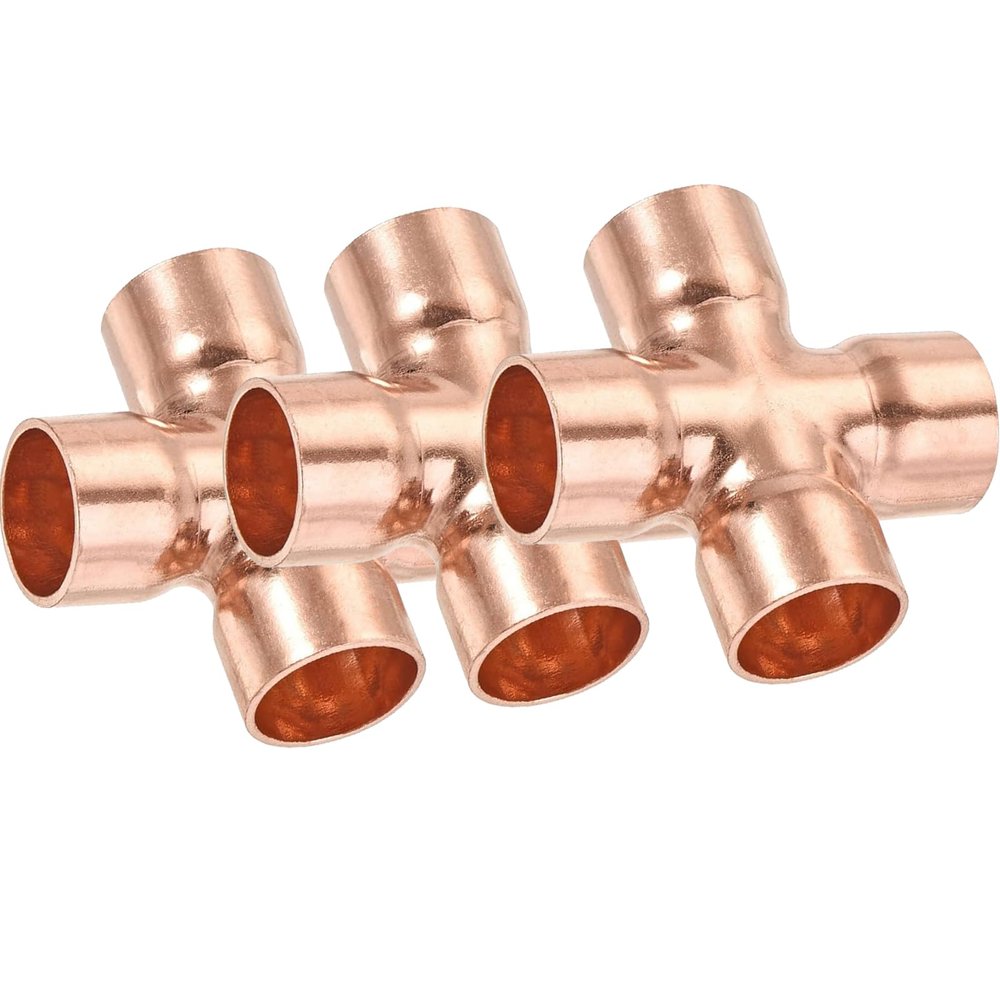 3-Pack 4-Way 22 mm Copper Cross Fittings