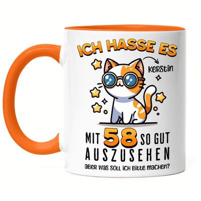 Kiddle-Design Personalized 58th Birthday Mug - I Hate Looking This Good at 58 - Funny Gift for Women - Orange