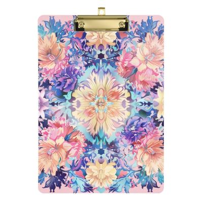 Peach Boho Floral Clipboard, A4 Hospital Clipboard, Rigid Board for Teachers, 22.9 x 30.5 cm