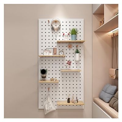 CVERTHAF White Pegboard Wall Organizer Set with Modular Shelves, 120 x 60 cm
